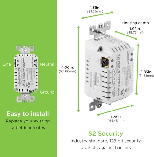 Miniatura 2 de Enbrighten Z-Wave Plus 14315 toma inteligente de pared resistente a manipulaciones, funciona con Alexa, Google Assistant, 1 toma Z-Wave y 1 toma