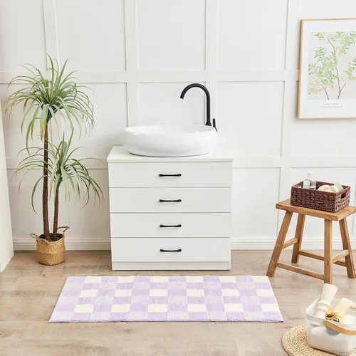Miniatura 9 de CozeCube Alfombras de baño para baño antideslizantes, alfombra de baño de microfibra esponjosa absorbente lavable, alfombras de baño estéticas