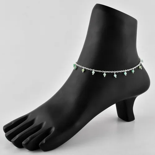 Miniatura 49 de Yanara Tobilleras de piedras preciosas para mujer, piedra natal natural, chapada en plata, joyería hecha a mano en 8.5 + 1.5 pulgadas, cristales