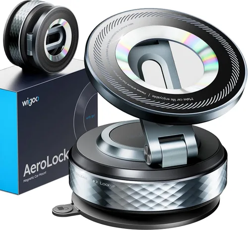 Wigoo Magsafe - Soporte magnético de vacío para teléfono para automóvil [succión de 80 libras y 3000 gf magnético] Soporte de teléfono ajustable de