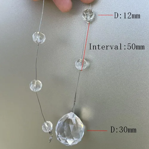 Miniatura 5 de Cuentas de cristal transparente, hebras de cuentas de vidrio, decoración colgante para arco de boda, centros de mesa, cortina, candelabro, puerta
