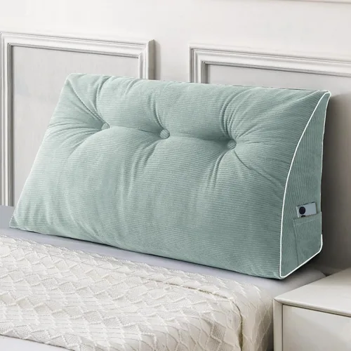 Miniatura 55 de Sasttie - Almohada de cabecero completa, almohada de cuña para cabecero para sentarse en la cama, cojín triangular de apoyo para la espalda
