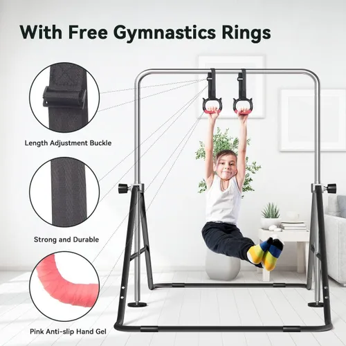 Miniatura 5 de FBSPORT Gymnastics Bar for Kids, Adjustable Height Gymnastic Horizontal Bars,Junior Training Bar Children Folding Training Monkey Bars for Home Using