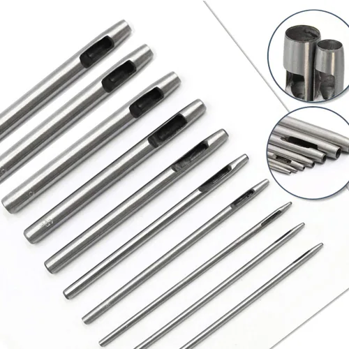 Miniatura 4 de Juego de 18 perforadores de cuero de 0.020 in-0.138 in, 0.197 in-0.512 in para manualidades de cuero, herramientas huecas redondas para correas
