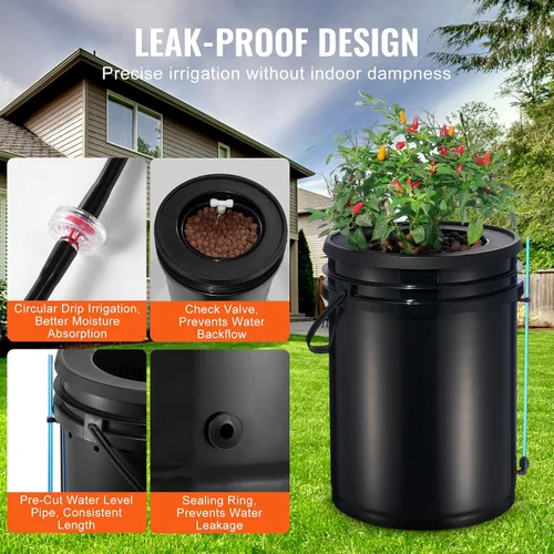 Miniatura 4 de VEVOR Sistema de Cultivo Hidropónico DWC, Sistema de Cultivo Hidropónico con Kit de Goteo Superior, Cultura de Agua Profunda de 5 Galones con Bomba