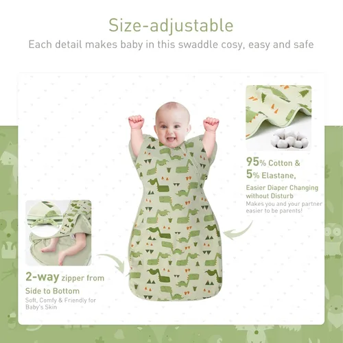 Miniatura 5 de Mantas para envolver de 3 vías con brazos levantados, saco de dormir con las manos arriba, saco de dormir fácil de cambiar pañales para bebés, niños