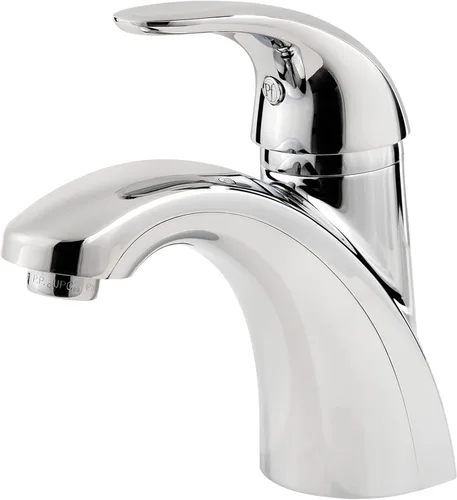 Pfister Parisa - Grifo de lavabo de baño de una sola manija con acabado cromado pulido con drenaje de empuje y sellado, tecnología de válvula de