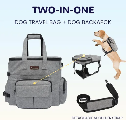 Miniatura 2 de Modoker Organizador de viaje para perros con 2 cuencos plegables para perros para suministros y accesorios, bolsa de viaje para mascotas aprobada