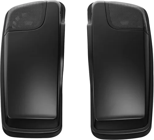 Miniatura 4 de TCT-MOTORPARTS Alforjas de mezclilla negra con tapas, bocina de 5 x 7 pulgadas, rejillas para Harley Street Glide Road King Road Glide Ultra Limited