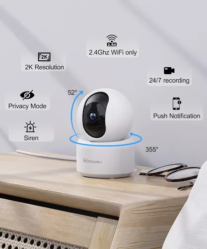 Miniatura 2 de GALAYOU Cámara de Seguridad Interior 2K, Cámara para Mascotas, Cámara de Seguridad WiFi 2.4G de 360 Grados para el Hogar para Bebé/Anciano/Niñera