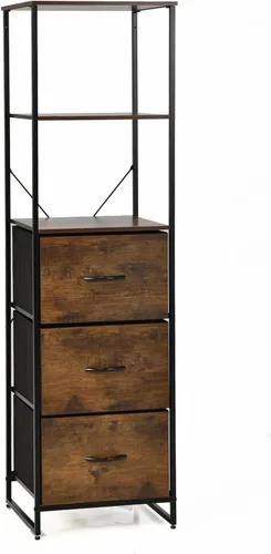 Giantex Gabinete de almacenamiento de 6 niveles, estantería de almacenamiento de 61.5 pulgadas de alto con cajones plegables, estantes, marco de