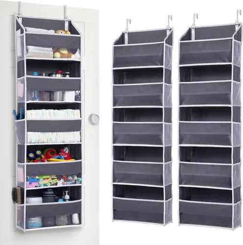 Miniatura 17 de ULG Organizador para colgar sobre la puerta, 5 niveles extra grande con 10 bolsillos de malla, capacidad de 100 libras, organizador de puerta Beige