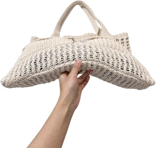 Miniatura 23 de ENBEI Bolsa de playa para mujer, diseño hueco de punto de ganchillo, elegante para la playa, viajes y uso diario