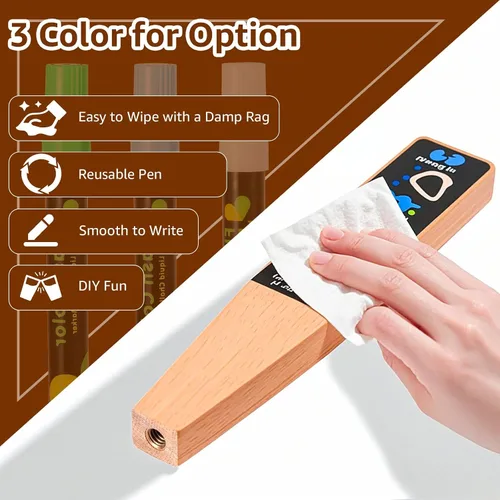 Miniatura 4 de Mango de barril de cerveza de madera, mango de barril de 3/8 "-16 UNC rosca, mango de barril de haya para grifo de cerveza Kegerator con 3 bolígrafos