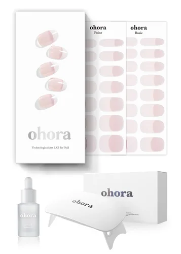 ohora Juego de tiras de uñas de gel semicuradas (N Essential French Starter Kit) incluye lámpara de tamaño completo y mini removedor, calidad de N