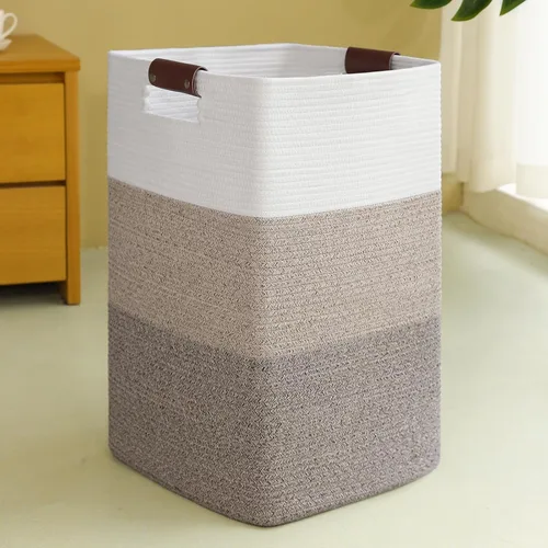 Cesta de Ropa Sucia 96L Extra Grande Cesta de Ropa Sucia, Cesta Tejida para Mantas, Cesta de Almacenamiento Tejida de Algodón con Asas para Sala de