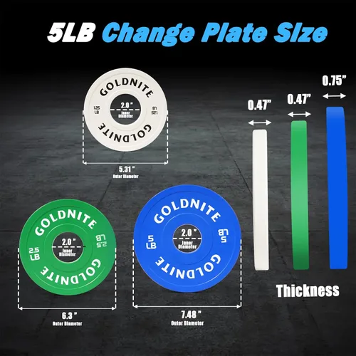 Miniatura 2 de Juego de Placas de Cambio 1.25LB 2.5LB 5LB Juego de Placas de Peso Fraccionario Placas Bumper Olímpicas para Entrenamiento Cruzado Inserto de Acero