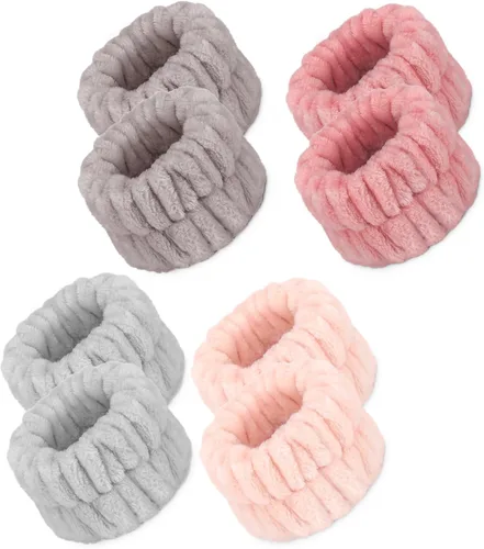 Miniatura 7 de Crosize 8 piezas de bandas de muñeca de microfibra para lavar la cara, pulseras absorbentes para lavar la cara para mujeres, evita que el agua se