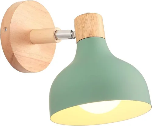 Miniatura 27 de Lámpara de pared E27 retro regulable escandinava para dormitorio, sala de estar, pasillo, cocina, iluminación interior (Amarillo, 2 piezas)