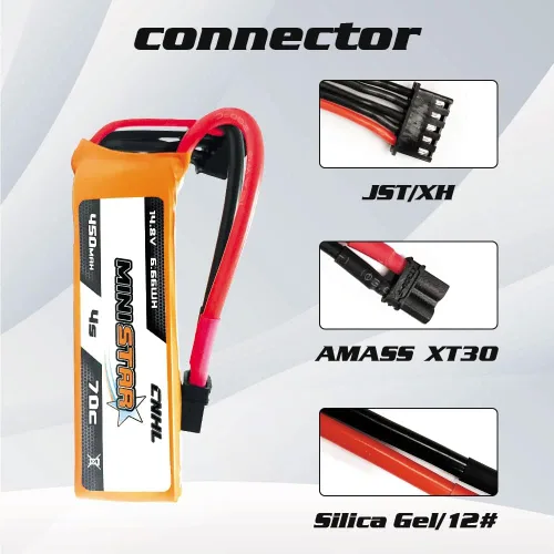 Miniatura 2 de CNHL 450mAh 4S Lipo Batería 70C 14.8V con XT30U Plug para RC Drone FPV Avión Heli Avión (2 piezas)