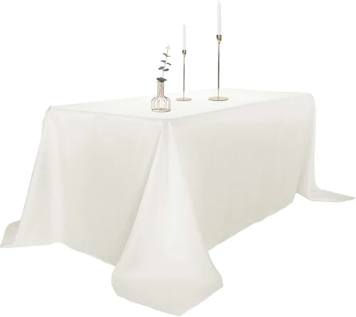 Miniatura 14 de Ascoza Paquete de 2 manteles rectangulares blancos de 60 x 84 pulgadas, tela de poliéster de 4 pies, para bodas, banquetes, restaurantes y fiestas