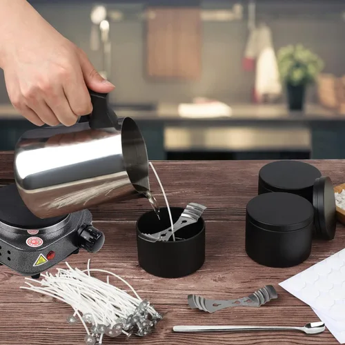 Miniatura 6 de BBAXI Olla para Verter para Hacer Velas con Placa Caliente Eléctrica para Derretir Cera, Olla para Derretir Cera de Velas con Mango Resistente al