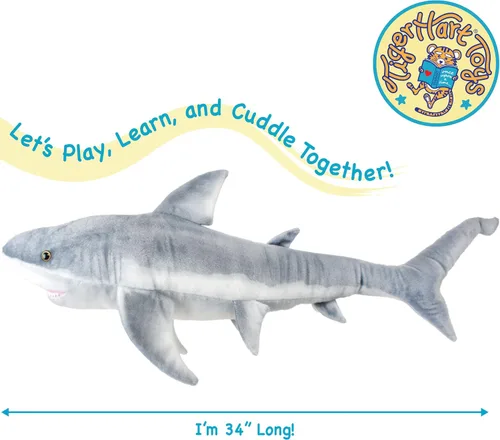 Miniatura 2 de TigerHart Sammy The Shark - Peluche de 36 pulgadas de largo, color blanco