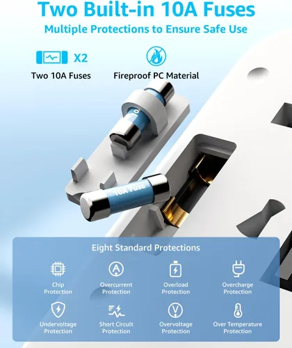 Miniatura 6 de Adaptador de viaje universal, adaptador de enchufe de viaje internacional con 3 puertos USB-C y 2 puertos USB-A (total 30 W), adaptador portátil