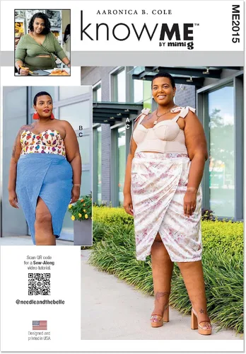 Know Me Aaronica B. Cole, diseño de costura para mujer con parte superior y falda lápiz, código de diseño ME2015, tallas 16W-18W-20W-22W-24W-26W