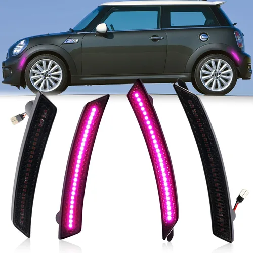 Miniatura 9 de POPMOTORZ Kit de luces LED de marcador lateral para guardabarros, 4 lámparas de marcador lateral de parachoques delantero ámbar y trasero rojo