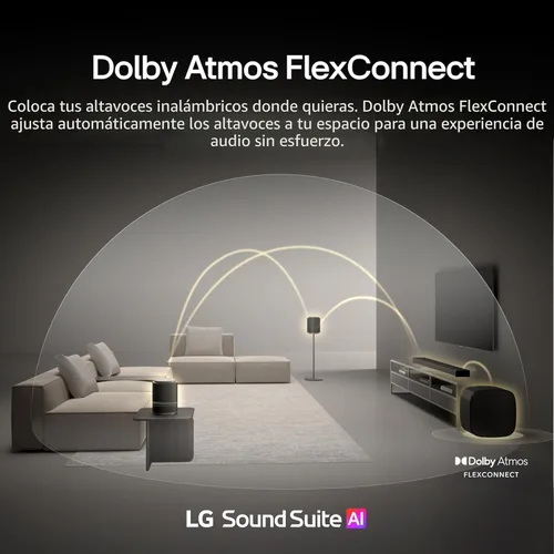 Miniatura 6 de LG Barra de sonido Sound Suite H7 – Audio espacial de 9.1.6 canales con Dolby Atmos FlexConnect inalámbrico – Procesador AI α11 Gen 3, ampliable