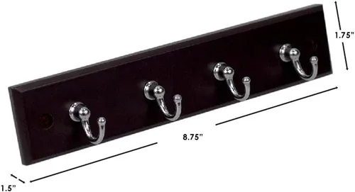 Miniatura 7 de Home Basics - Estante para llaves montado en la pared de 4 ganchos Acabado de madera de cerezo diseñado para organizar llaves, abrigos