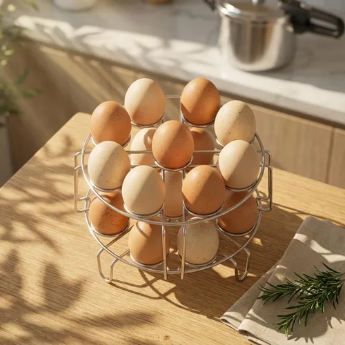 Miniatura 7 de GSlife Estante de vapor para huevos, salvamanteles de acero inoxidable para olla a presión de 8 cuartos de galón, cocina 18 huevos, inserto apilable