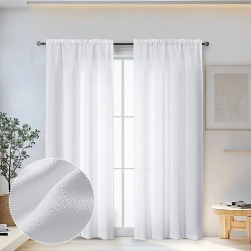 Miniatura 43 de OWENIE Bob Juego de 2 Paneles de Cortinas Negras de Cocina para Ventanas de 36 Pulgadas de Largo, Cortinas Cortas de Café con Textura de Lino