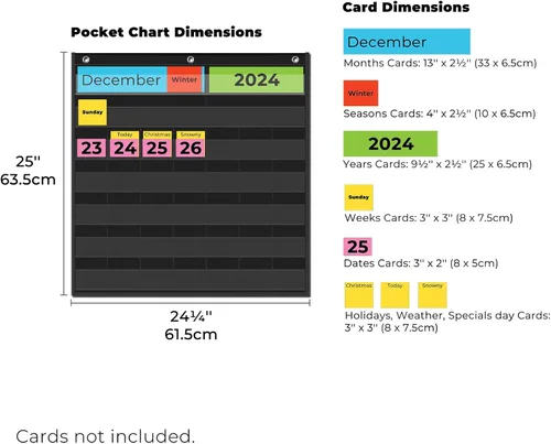 Miniatura 3 de EAMAY Gráfico de bolsillo de calendario mensual para el aula para tarjetas de 2.75 * 2.75, suministros de educación en casa y artículos Negro