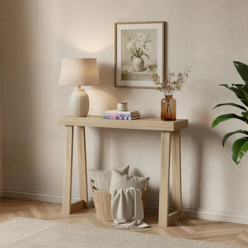 Miniatura 21 de Plank+Beam Mesa consola de madera maciza, 36 pulgadas, mesa de sofá, mesa de entrada estrecha para pasillo, detrás del sofá, sala de estar, Negro