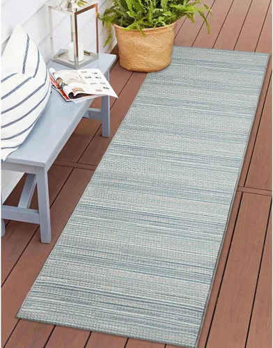 Miniatura 21 de Liora Manne Miranda - Alfombra de área de mezcla sintética para interiores y exteriores, de bajo perfil, diseño de rayas de transición, casual