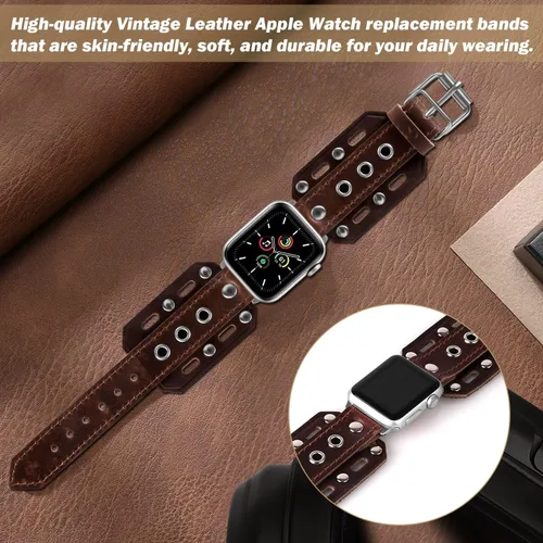 Miniatura 5 de VIQIV Correas de reloj de cuero compatibles con Apple Watch Band 1.614 in 1.575 in 1.496 in 1.929 in 1.732 in 1.772 in 1.654 in iWatch Series