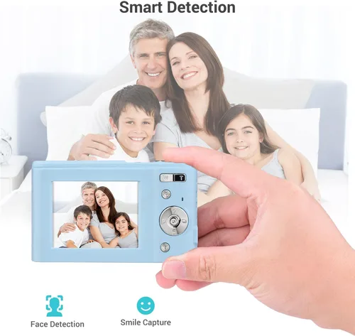 Miniatura 7 de Andoer - Cámara digital portátil de 48 Mpx. y 1080P con pantalla IPS de 2,4 pulgadas, zoom de 16x, enfoque automático, temporizador automático, Azul