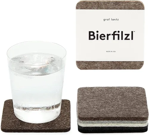 Miniatura 36 de Graf Lantz - Juego de 4 posavasos redondos de lana de merino Bierfilzl - Negro (círculos de 10 cm) - Absorbe el 30% del peso - Lana alemana