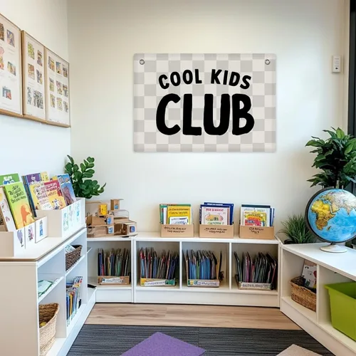 Miniatura 3 de Decoración de pared para sala de juegos, cartel colgante de pared, bandera de elementos esenciales, bandera de pared a cuadros, para guardería
