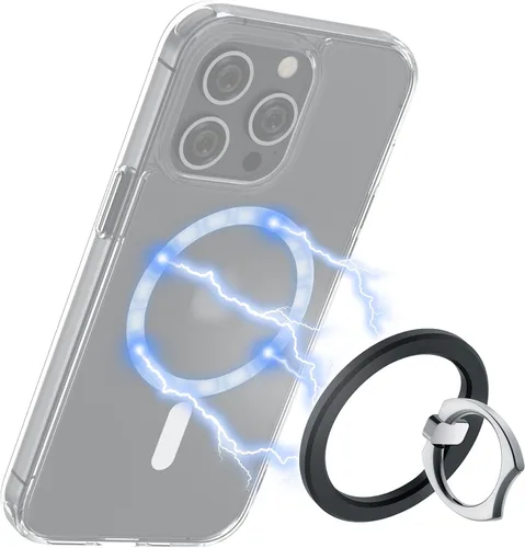 PROfezzion Soporte de anillo de metal fino para MagSafe, agarre magnético extraíble y fuerte para iPhone 17, 16, 15, 14, 13, 12 Pro Max, con funda