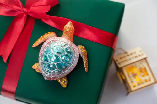 Miniatura 4 de Juego de 2 adornos de tortuga marina, adornos de tortuga marina de vidrio soplado a mano para árbol de Navidad, adorno de Navidad de tortuga marina