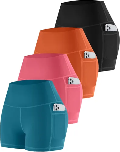 Miniatura 55 de CHRLEISURE - Pantalones cortos de ciclismo para mujer con bolsillos de licra, cintura alta, con control de abdomen para entrenamiento, yoga
