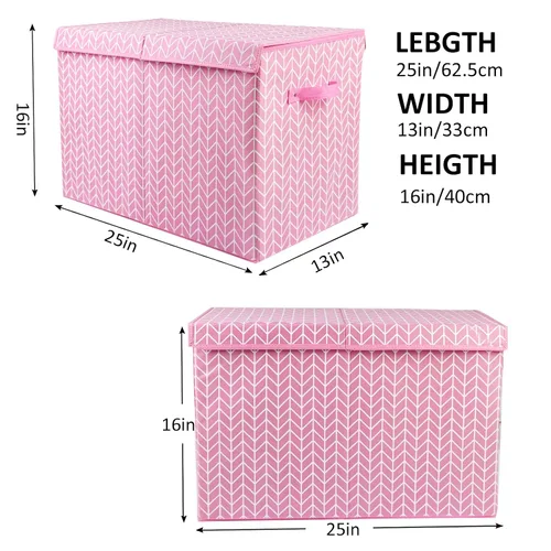 Miniatura 4 de Mayniu Caja grande de almacenamiento de juguetes para niñas y niños, resistente caja de juguetes organizadora con tapa para sala de estar, Rosa