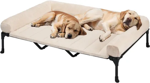 Miniatura 14 de Veehoo Cama elevada ortopédica para perros con cojín de felpa esponjosa, camas elevadas para perros grandes, sofá suave para mascotas