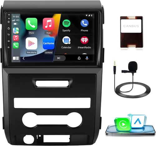 Estéreo del coche para Ford F150 2009 2010 2011 2012, Android 13 coche radio 9 pulgadas pantalla táctil con inalámbrico CarPlay/Android Auto AM FM