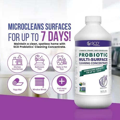Miniatura 2 de SCD Probiotics Concentrado de limpieza probiótico multisuperficie con aceite esencial de lavanda, microlimpia superficies hasta 7 días, a base