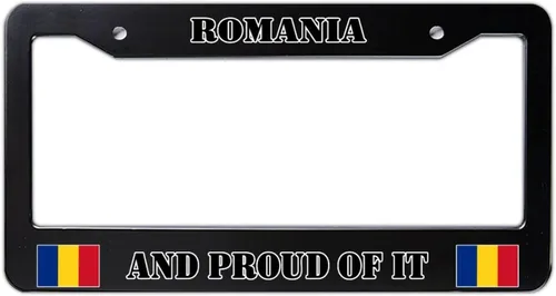 Marco de matrícula con bandera de Rumania y Proud of It, decorativo de metal para placa de automóvil, letrero de recuerdo de país, bandera nacional,