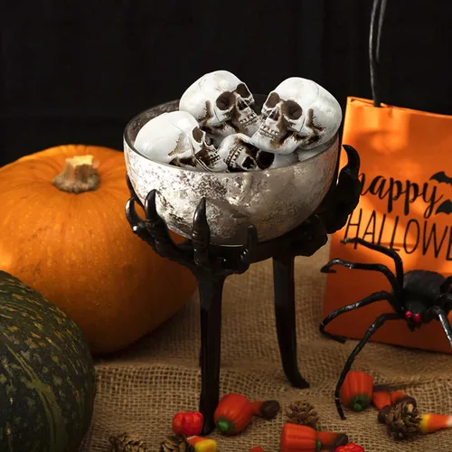 Miniatura 4 de NUOBESTY 18 piezas de mini cráneo modelo de calavera de plástico, decoraciones de esqueleto, decoración de hueso, accesorios de broma, cabezas